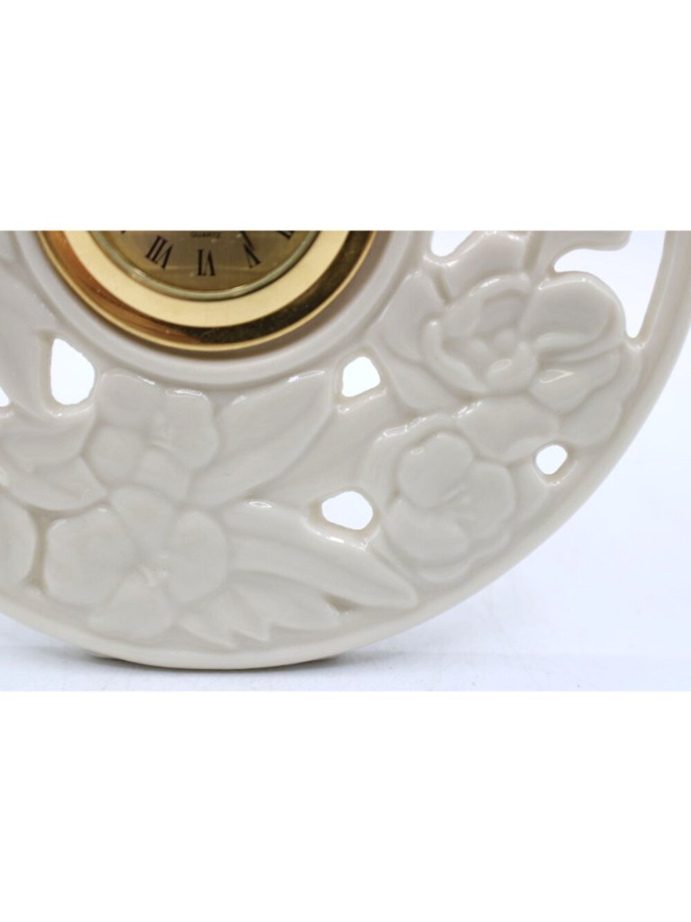 Lenox Floral Timely Traditions Carved Clock Round Porcelain Table Desk Accent - Picture 9 of 9